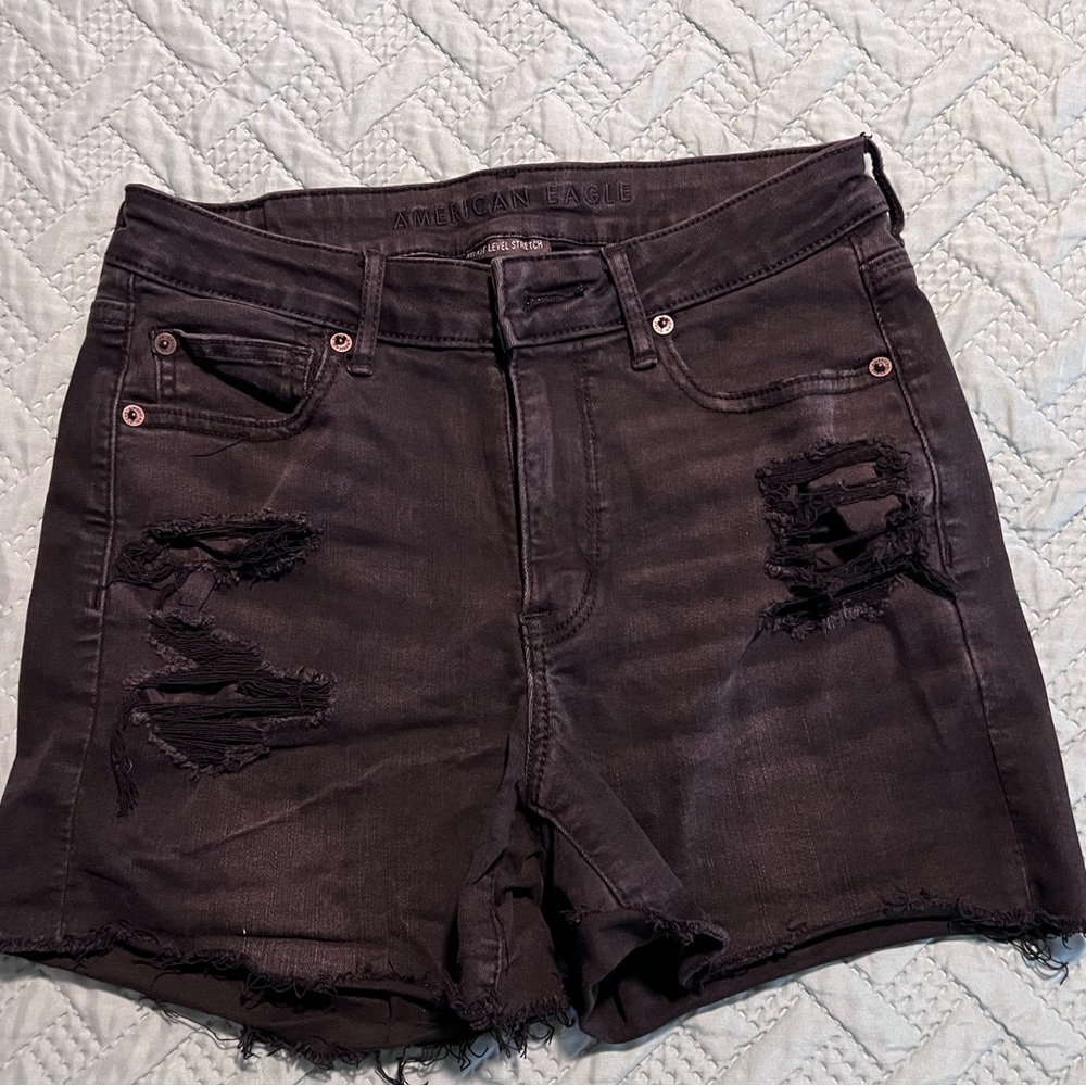 American Eagle Black Washed mom shorts